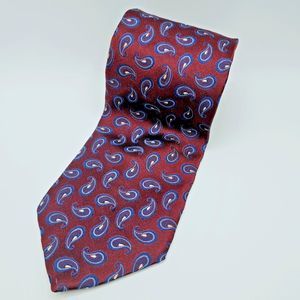 XMI Platinum Tie Men's Designer Italian Silk Burgundy Blue Paisley Made in USA